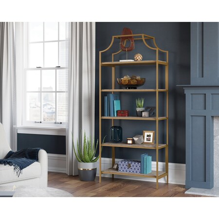 Sauder International Lux Bookcase Deco Stone , Open shelving for easy storage and display of items 428207